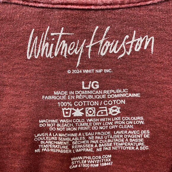 Whitney Houston I Will Always Love You Washed Graphic Burgundy T-Shirt Large - Picture 4 of 4